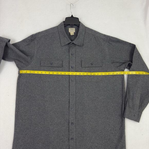 L.L. Bean Men’s XXL Tall Gray Chamois Cloth Shirt Traditional Fit Cotton - Picture 4 of 10